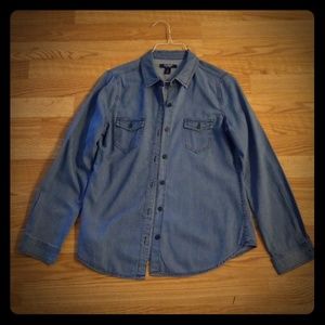 Blue jean button up shirt